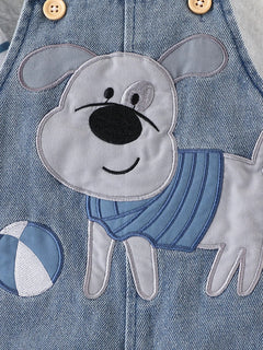 Baby Boy Striped T-Shirt + Cartoon Bear Denim Overalls Set, Cute Summer Casual Outfit for Going Out