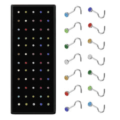 40/60pc Stainless Steel Straight L Nose Stud for Women Nose Ring Set
