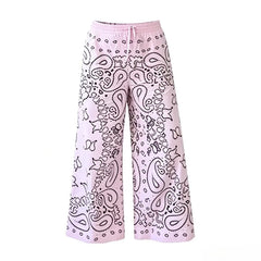 Bohemia Colorful Printing T-Shirt Pant Women 2 Piece Set Loose