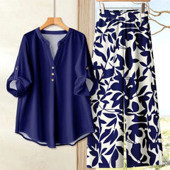 Women's 2-Piece Long Sleeved Top+Long Pants Printed Set