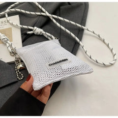 Cute Korean Nylon Mesh Wallet Teenager Hollow Shoulder Purse Bags Crossbody Solid Color Mobile Phone Bag Travel