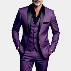 Men'S Wedding Best Man Dress Suit | New Business Casual Suit Set, Regular Fit, Lapel Collar, Solid Color, Button Details