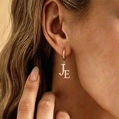 Custom Initial Letter Hoop Earrings Personalized Monogram Alphabet Pendant Gold Stainless Steel Earring Custom Name Jewelry Gift