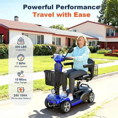 4-Wheel Electric Scooter with Dual Baskets, 350W Motor, Rotating Seat, USB Port,300Lbs, Customized