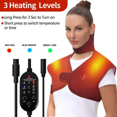 Heated Shawl Vest with Vibration Massager Adjustable Fit for Muscle Pain Relief Shoulder Neck Joint Warmth Recovery