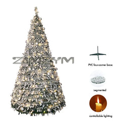 150CM Foldable Christmas Tree with Decorative Lights EU UK US Plug PVC Material for Dining Rooms Christmas Gifts