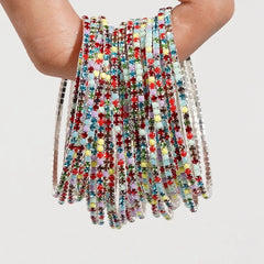 5pcs Fashion Colorful Acrylic Crystal Rhinestone Elastic Bracelet for