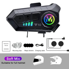 Y10 Motorcycle Bluetooth 5.3 Helmet Headset 🏍️ | Colorful LED Lights | IPX6 Waterproof | 30Hr Hands-Free | FlipStylez LLC®