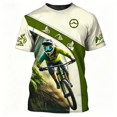 Outdoor Mountain Bike Sport Theme Printed Short-sleeve T-shirt Breathable Casual Sport Top for Cycling Enthusiasts