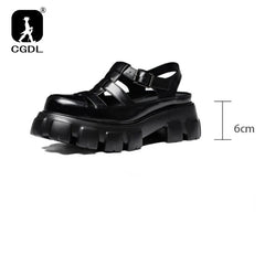 6 Cm Height Platform Mens Genuine Leather Sandals Luxury Handmade Quality 2024 New Designer Black Summer Formal Social Shoes Man