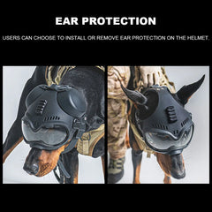 Tactical K9 Dog Helmet With Mounting Rail Goggles Outdoor Hunting Combat Training Large Patrol Dogs Sheepdog Pet Protection Gear