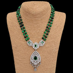 Y·YING 2 Strands Green Tiger Eye Cz Pave Pendant Necklace Gemstone Necklaces Jewelry Women
