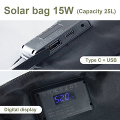 LEAORLD 25L Backpack 15W Solar Panel Backpack, Large Capacity Travel Backpack, Unisex, Business Computer Bag, Fit 17 inch Laptop