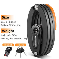 WEST BIKING Bicycle Lock Portable Foldable Anti-theft Lock MTB Road Security Scooter Electric E-Bike Cycling Bicycle Accessories