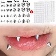 Fake Piercing Stud Set Fake Nose Ring Stud with Sticker Pack Fake Eyebrow Lips Piercing Non Piercied Earring Stud Body Jewelry