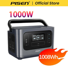 PISEN 1000W (2000W Peak) Solar Generator 1008Wh LiFePO4 Battery Portable Power Station, Quiet UPS for Home Backup, Hurricane Emergency, Outdoor Camping & RV