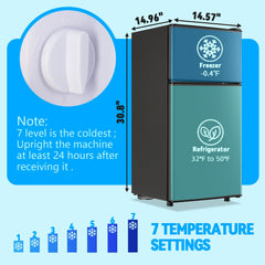 Refrigerator with Top Freezer 2.4Cu.ft Two Door Small Mini Fridge for Person Use with Egg tray, Grey