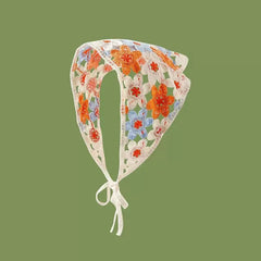 Korean-style cozy knit triangular headscarf for women, spring/summer, cute versatile country beach vacation hairband