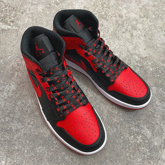 Black Red Banned Shoe Laces for Af1/aj MWTD Chicago Striped Infrared