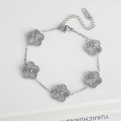 Classic Luxury Stainless Steel Bracelet Ladies Adjustable Five Flower Bracelets for Women New Fashion Party Jewelry Gifts Clover