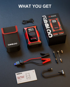 GOOLOO A3 Jump Starter with Air Compressor, 3000A Portable Car Battery Booster (9.0 Gas/6.5L Diesel) with 150PSI Auto-Shutoff Ti