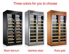 Two Door Compressor Wine Cooler Stainless Steel Beverage Fridge for Wine Champagne Bar Club Home Kitchen Party Storage Pro