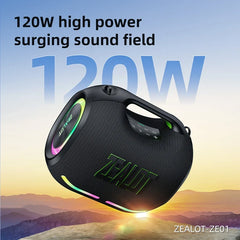 Zealot-ZE01 120W Big Power Portable Bluetooth Speaker Wireless TWS Subwoofer Bluetooth Speaker Waterproof Mobile HIFI Quality