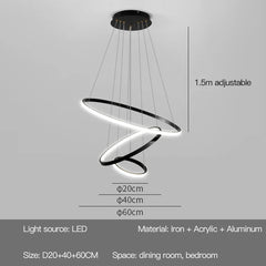 Modern Round LED Chandeliers for Living Room Dining Room Kitchen Island Luster Pendant Lights Fixture Home Decor Indoor Lighting