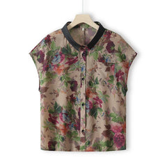 Summer 2025 Plus Size Cotton Linen Comfortable Women's Two-piece T-shirt+pants Buttoned T-shirt Set Outdoor Retro