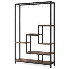 Tribesigns 5 Tiers Tall Indoor Plant Stand 70.9 inches Large Metal Plant Shelf with 10 PC S Hanging Hooks for Garden