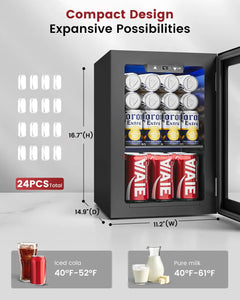 24 Cans Beverage Refrigerator Cooler - Mini Fridge with Digital Temperature Control, Soda Wine Beer Drink Fridge -, Custom