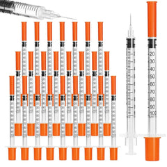 100pcs 1ml Sterile Insulin Syringe, Individually Wrapped Plastic