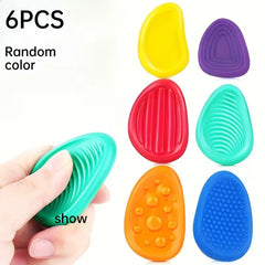 6 colorful tactile stones with soft and elastic textured pressure massage handballs