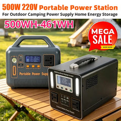 500W 220V Portable Power Station 500Wh 461Wh Solar Generator Emergency Power Bank Power Supply for Home Outdoor Camping Stall