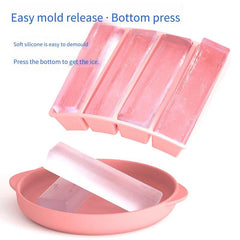 4 Grid Big Ice Tray Long Strip Square Whiskey Ice Cubes Silicone Mold With Lid Non-toxic Durable Pub Wine Ice Blocks Maker Model