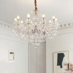 French Lustre Crystal E14 Chandelier Living Room Decor White Glass Pendant Lights Led Ceiling Chandelier For Bedroom Led Lampara