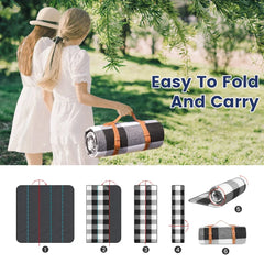 New 80"x 80"Picnic Blanket Extra Large Waterproof and Foldable Beach MatOutdoor for 8 Adults Camping Park Beach Grass Indoors