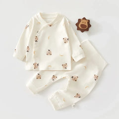Newborn Baby Base Shirt+pants 2-piece Set Autumn and Winter Cartoon Pure Cotton Top+pants 0-18M Newborn Baby Pajamas