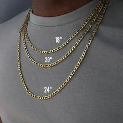 Alizero 18K Gold 4MM Figaro Chain Necklace Fashion Hip Hop Punk