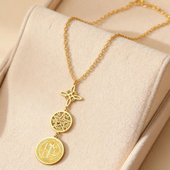 Triple Protection Necklace With Witch Knot Pentagram Tetragrammaton St. Benedict Stainless Steel Spiritual Symbol Amulet Jewerly