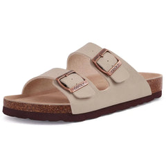 Litfun Open Toe Cork Sandals For Women Classic Brand Thick Sole Beach Shoes With Adjustable Buckle Summer Suede Flat Slippers