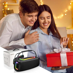 RGB Lights Portable Bluetooth Speaker, IPX7 Waterproof, 24H Playtime, Bluetooth 5.3, Outdoor Wireless Speaker with Hands-Free Mic.