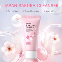 LAIKOU Japan Sakura 7PCS Skincare Set Cleanser Serum Eye Cream Mud Mask Lip Mask Sleeping Mask Hydrating Brightening