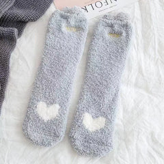 1 Pairs Warm & Fuzzy Cartoon Animal Socks, Crew Length Warm Coral Fleece Socks For Winter, Women's Stocking & Hosiery