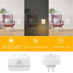 Motion Sensor LED Night Light EU/US Plug in Socket 3 Modes Night Lamp For Room Kitchen Hallway Human Induction Emergency Lightin