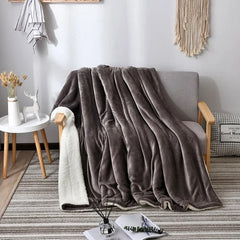 Lamb wool flannel blanket Nordic light luxury style quilt blanket Double layer thickened blanket