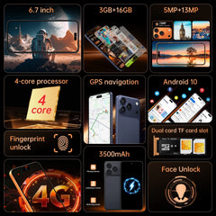 IVMI Smartphone Android 17 Promax  Dual SIM 6.7"Display 3GB RAM 16GB ROM Cellphone WIFI Play Store 4G Mobile Phones