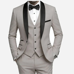 Men'S Wedding Best Man Dress Suit | New Business Casual Suit Set, Regular Fit, Lapel Collar, Solid Color, Button Details
