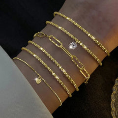 6pcs 925 Sterling Silver Rhinestone Bracelets for Women Girls Luxury