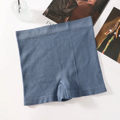 1Pc Women Boyshort Panties Ribbed Seamless Underwear Mide Rise Panties Breathable Safety Short Pants Female Sports Intimates